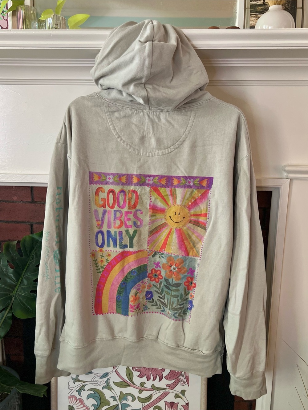 Natural Life Good Vibes Only Colorful Hooded Sweatshirt